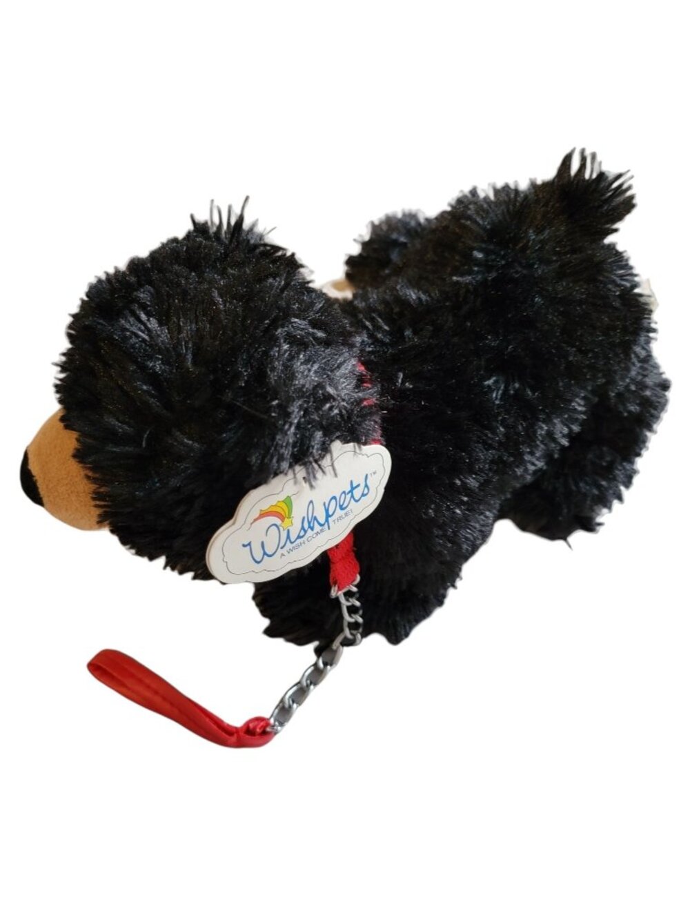Vintage Wishpets Grady Black Bear 11 inch Plush Red Leash Pet Stuffed Animal
